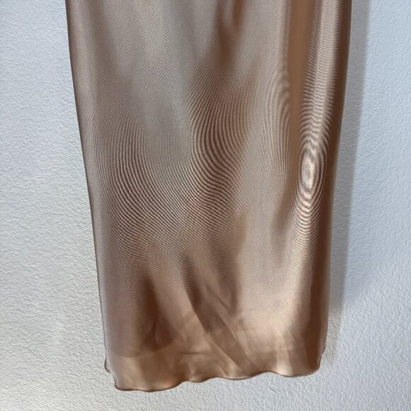 Bebe Gold Satin Slip Dress Cocktail Party  Cowl Neck Y2K Style Large - Picture 6 of 12